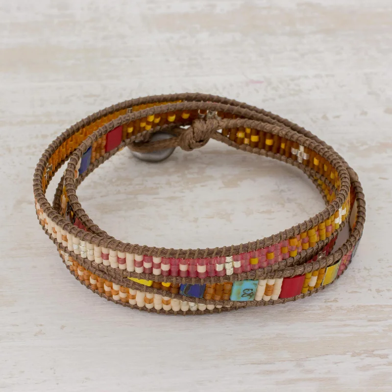 Unmissable Deals On Handmade Jewelry Collections Colorful Dance Beaded Wrap Bracelet Multicolor Multi Cord from Guatemala
