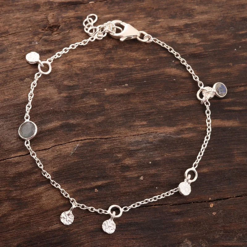 Make Every Moment Shine – Jewelry Discounts Available Cool Aurora Artisan Crafted Labradorite Charm Bracelet from India