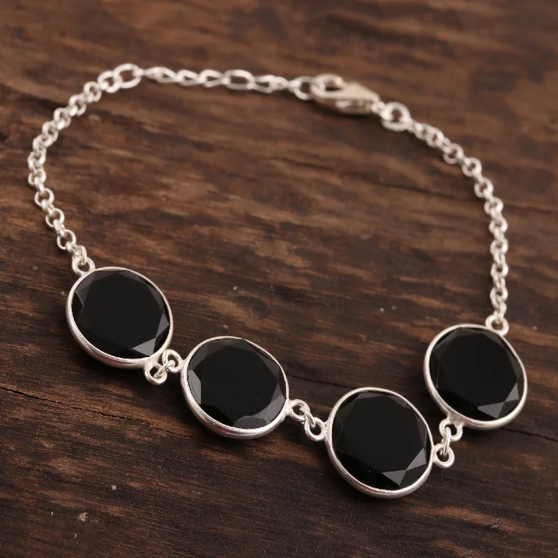 Jewelry Sale Alert – Shop Timeless Elegance Today Dazzling Glisten 24-Carat Black Onyx Link Bracelet from India