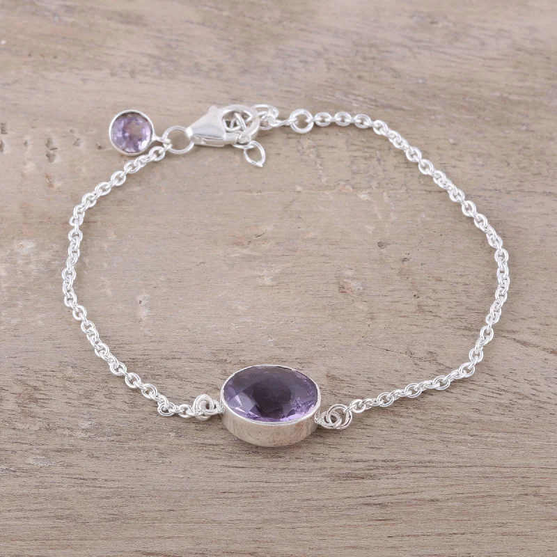 High-End Jewelry, Now More Affordable Than Ever Fashionable Sparkle Faceted Amethyst Pendant Bracelet from India