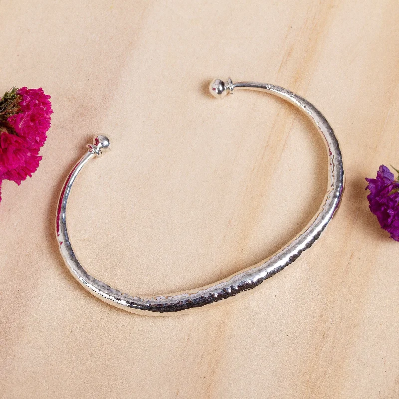 Classic And Modern Jewelry Styles On Sale Fluid Beauty Taxco Hammered Sterling Silver Cuff Bracelet from Mexico