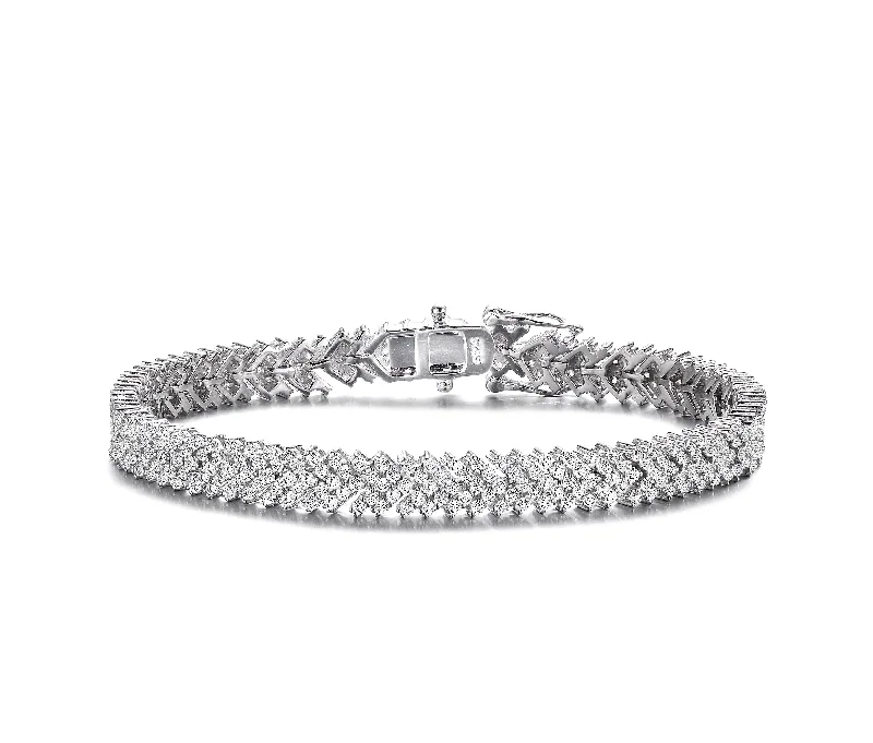 Modern Jewelry At Exclusive Discounts – Shop Today GENEVIVE Sterling Silver Cubic Zirconia Cluster Arrow Head Tennis Bracelet