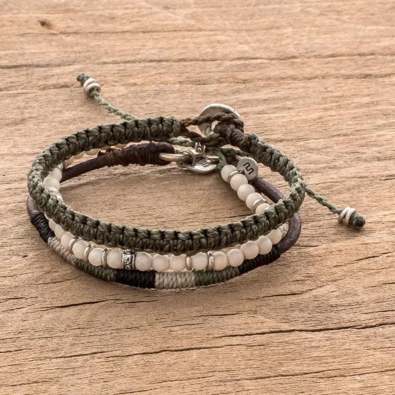 Exclusive Jewelry Sale – Sparkle For Less Highland Elements Neutral Tones Macrame Bracelets from Guatemala (Set of 3)