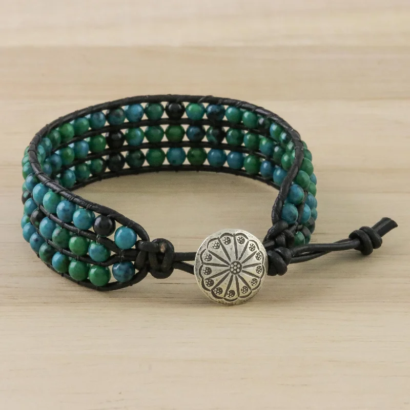 Jewelry Sale Bonanza – Grab Your Sparkle Now Lagoon Depths Serpentine Bead and Karen Silver Button Wristband Bracelet