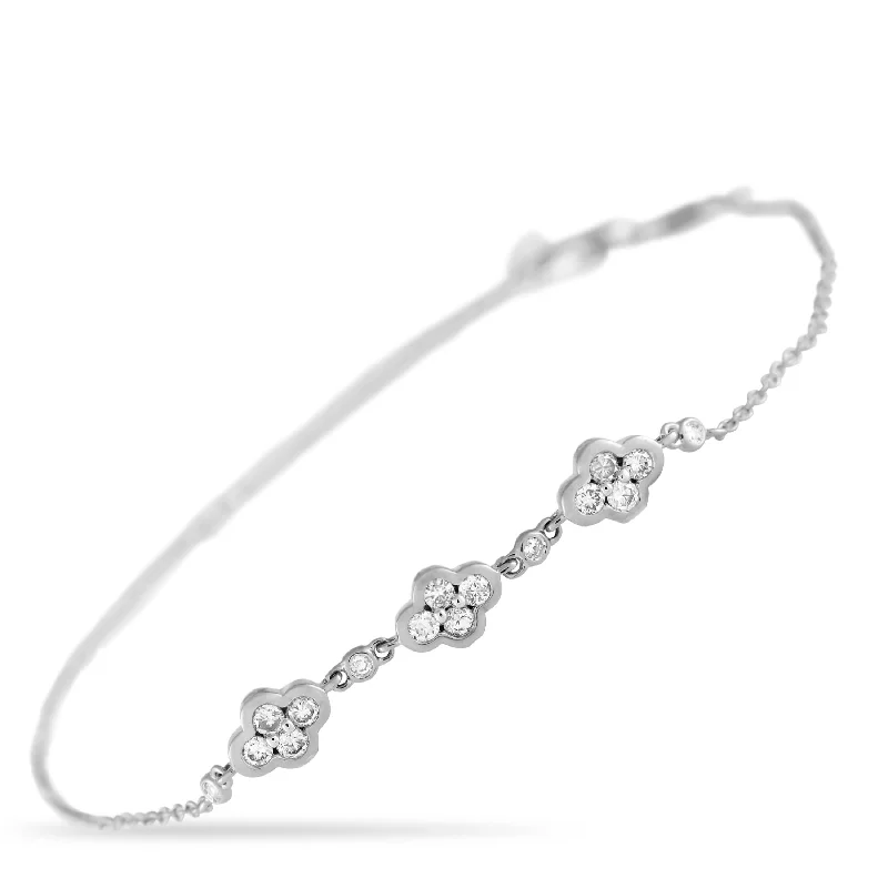 Elegant Jewelry Pieces At Unbelievable Prices LB Exclusive 14K White Gold 0.25ct Diamond Quatrefoil Bracelet BR09874-W