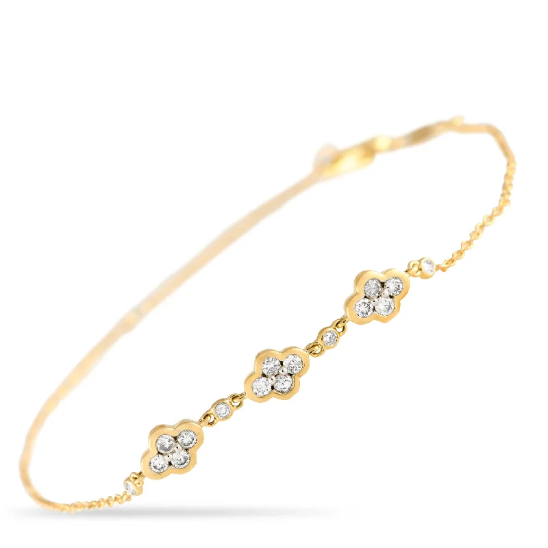 Luxury Jewelry At Unbeatable Discounts LB Exclusive 14K Yellow Gold 0.25ct Diamond Quatrefoil Bracelet BR09875-Y