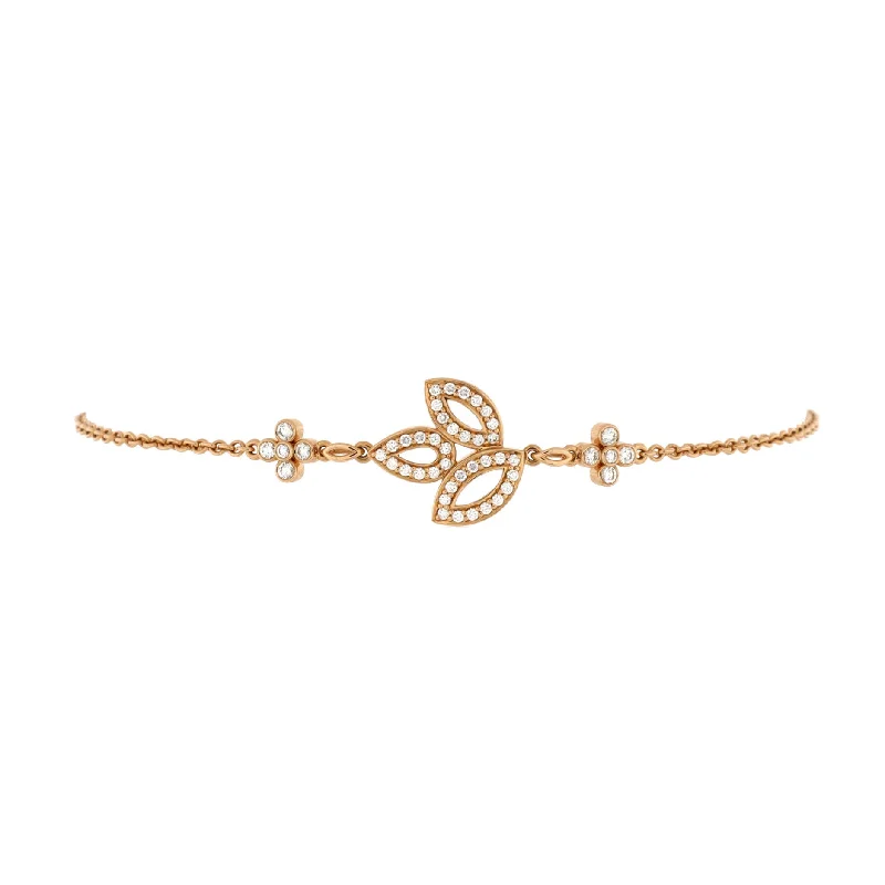 High-Quality Gemstone Jewelry For Special Occasions Lily Cluster Chain Bracelet 18K Rose Gold with Diamonds