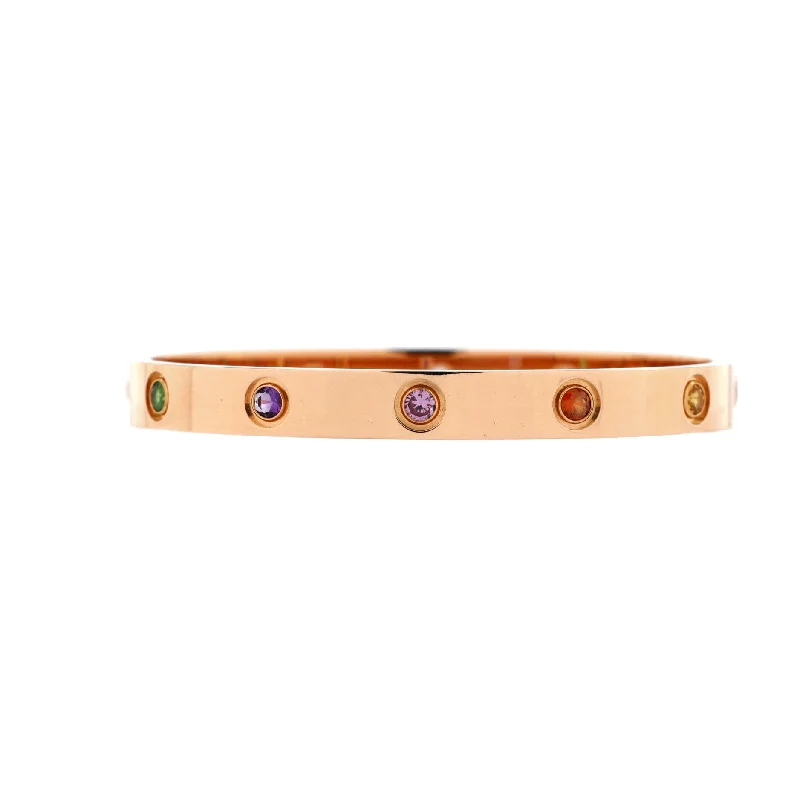 Personalized Engraved Jewelry For Meaningful Gifts Love 10 Stone Bracelet 18K Rose Gold with Garnet, Amethyst and Sapphire