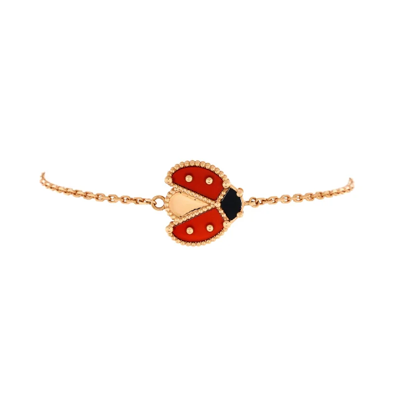 Best Jewelry Deals – Shop Premium Pieces At Great Prices Lucky Spring Open Wings Ladybug Bracelet 18k Rose Gold with Carnelian and Onyx