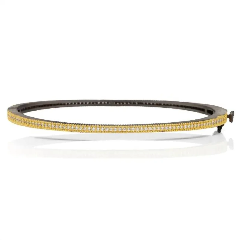 Grab Your Favorite Jewelry At The Lowest Prices Lux Classic Pave Hinge Bangle In Gold/black