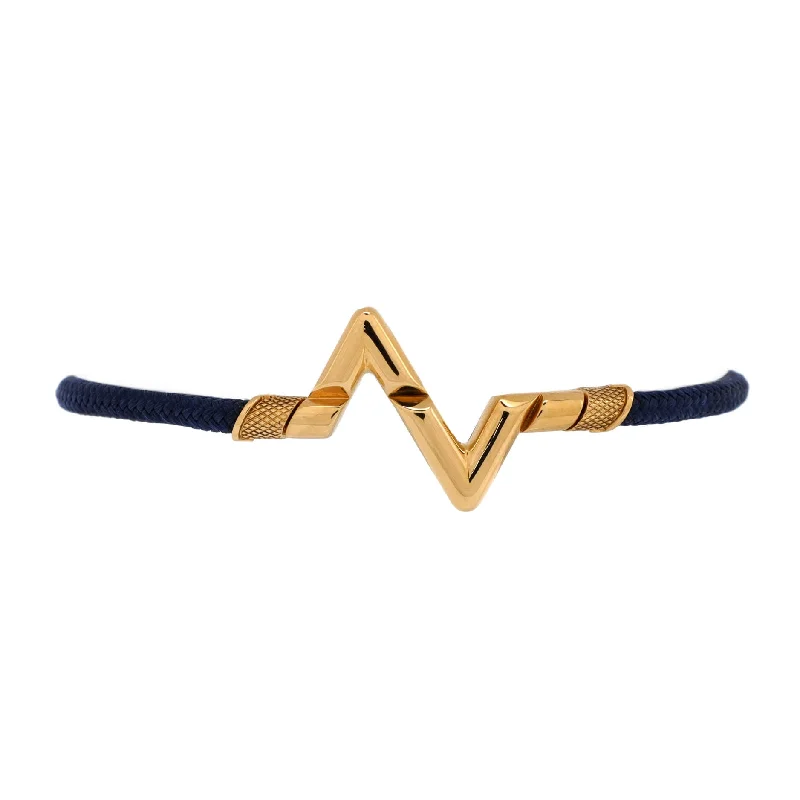 Personalized Jewelry At Special Discount Rates LV Volt Upside Down Bracelet 18K Yellow Gold and Cord