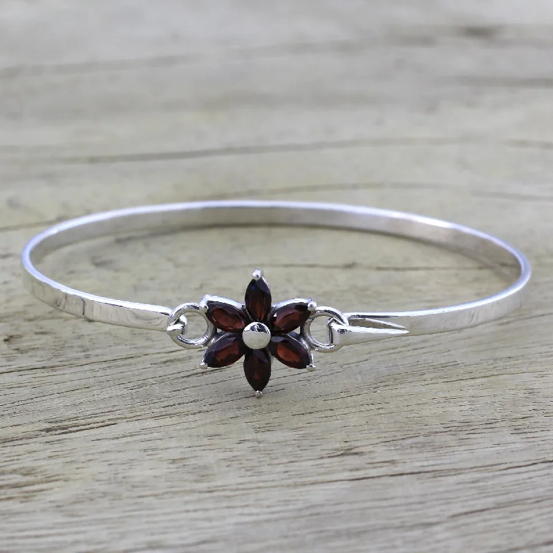 The Biggest Jewelry Sale Of The Year Is Here Marquise Flower Garnet and Sterling Silver Floral Bracelet from India