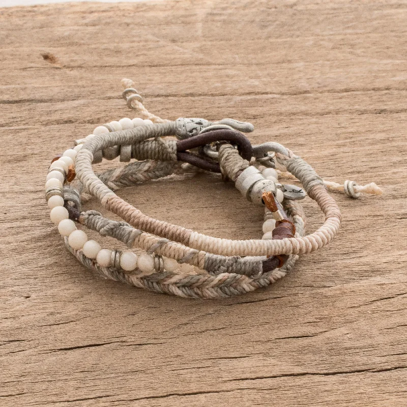 Seasonal Jewelry Deals – Elevate Your Style Maya Highlands Unisex Beige Macrame Bracelets (Set of 4)