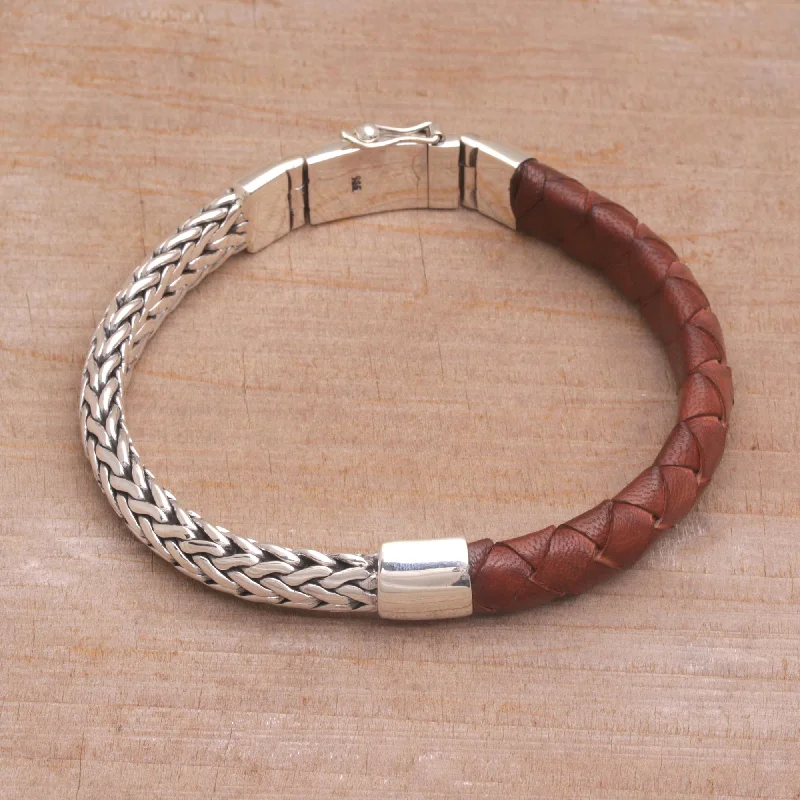 Affordable Glamour – Premium Jewelry For Less Men's Halfway to Home Sterling Silver Leather Bracelet
