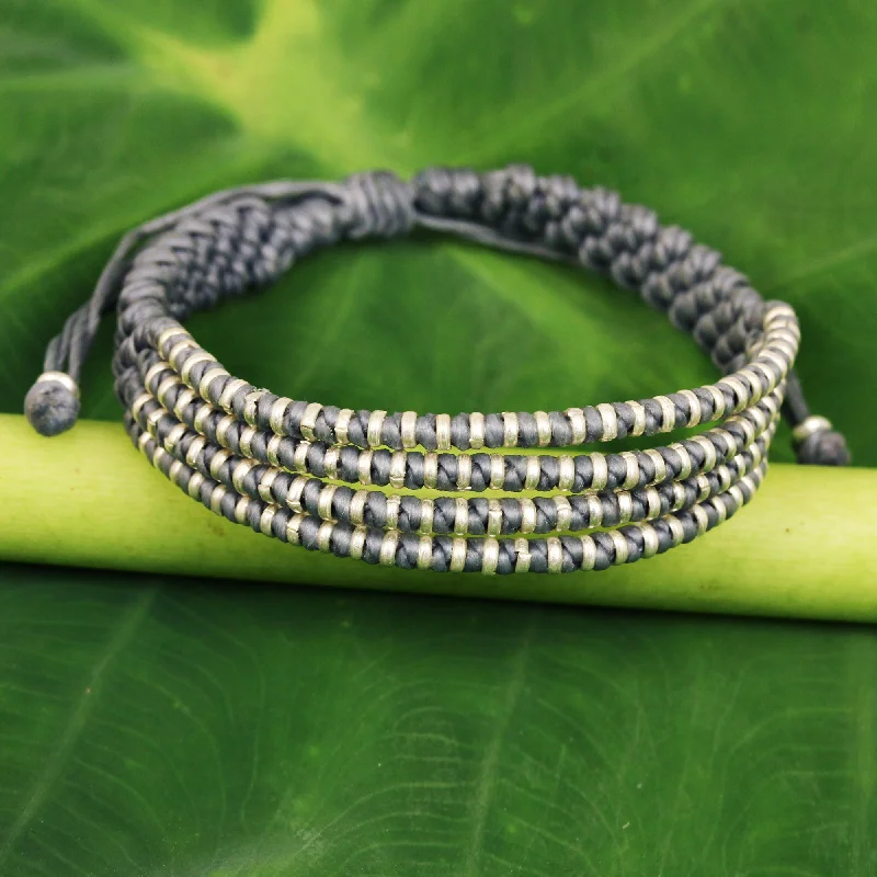 Buy More, Save More On Stunning Jewelry Pieces Misty Chiang Mai Quartet Macrame Bracelet with Silver in Misty Light Grey