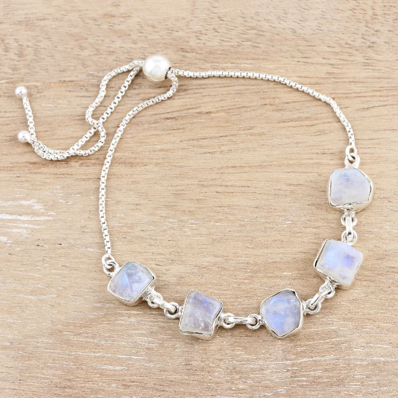 Fashion-Forward Jewelry At Exclusive Discounts Modern Harmony Freeform Rainbow Moonstone Link Bracelet