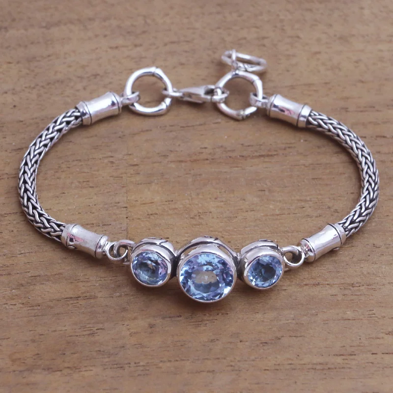 Handcrafted Beauty At Affordable Prices Mystic Bamboo Bamboo Motif Blue Topaz Pendant Bracelet from Bali