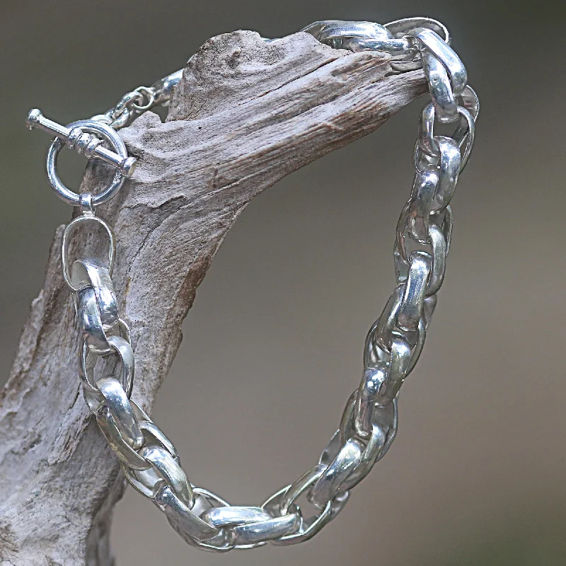 The Ultimate Jewelry Sale – Shop Premium Styles Overdrive Hand Crafted Men's Sterling Silver Chain Bracelet from Bali