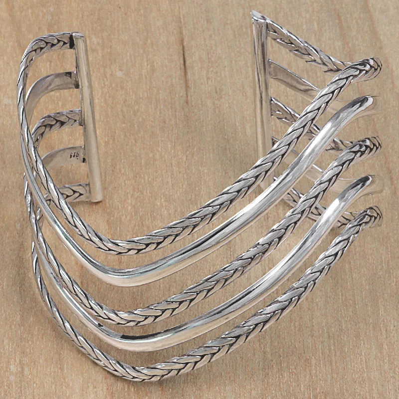 Exclusive Jewelry Sale – Grab Timeless Pieces Now Parallel Paths Artisan Crafted Modern Sterling Cuff Bracelet from Bali
