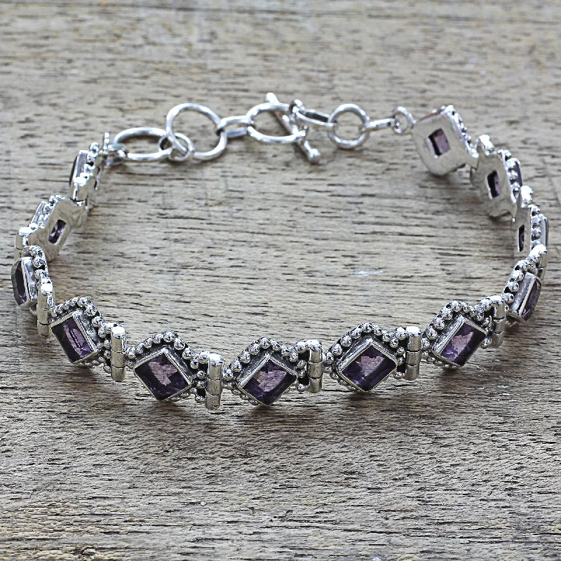 Last Chance To Shop High-End Jewelry At Markdown Prices Purple Voyage Amethyst Sterling Silver Tennis Style Bracelet from India