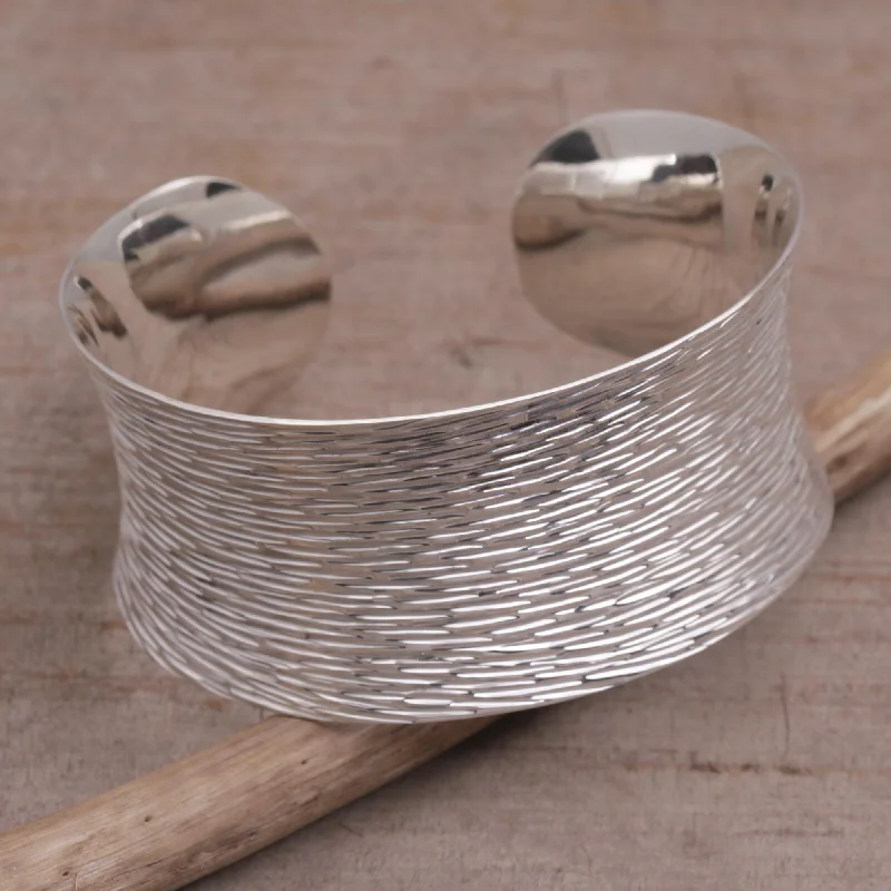 Don't Miss Out On Jaw-Dropping Jewelry Discounts Rain Blanket Handcrafted Etched Sterling Silver Cuff Bracelet from Bali