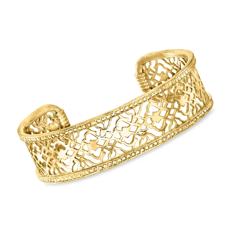 Gorgeous Jewelry, Limited-Time Savings Ross-Simons 18kt Gold Over Sterling Openwork Lace Cuff Bracelet