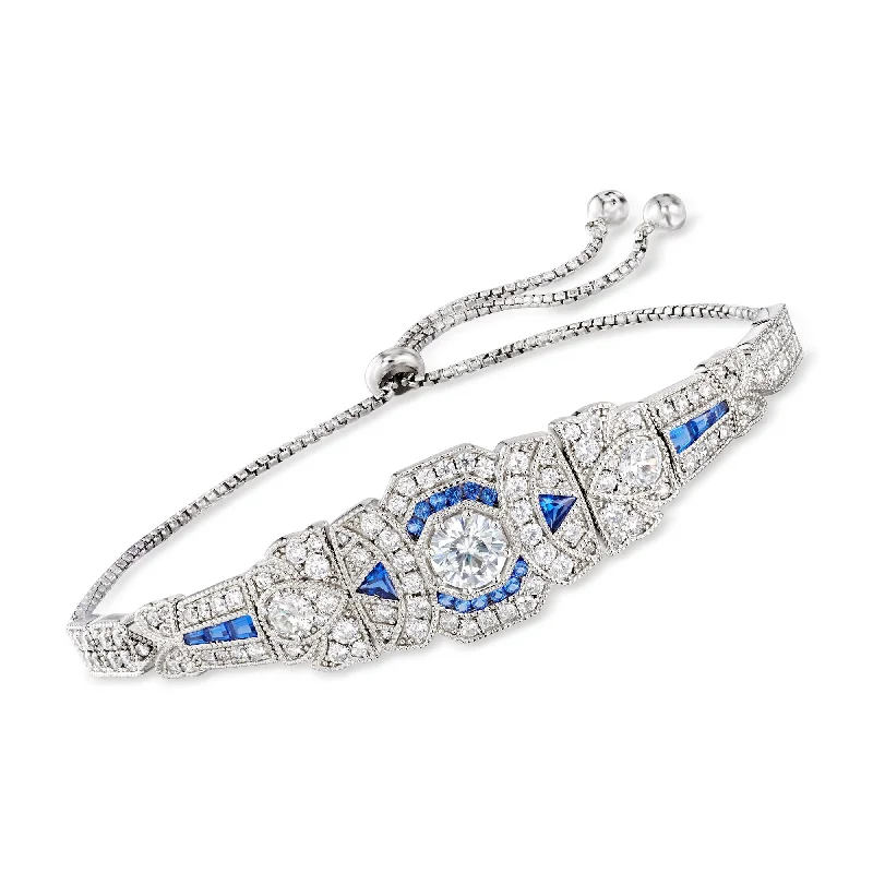 Handcrafted Jewelry Sale – Unique Designs At Low Prices Ross-Simons CZ and . Simulated Sapphire Bolo Bracelet in Sterling Silver