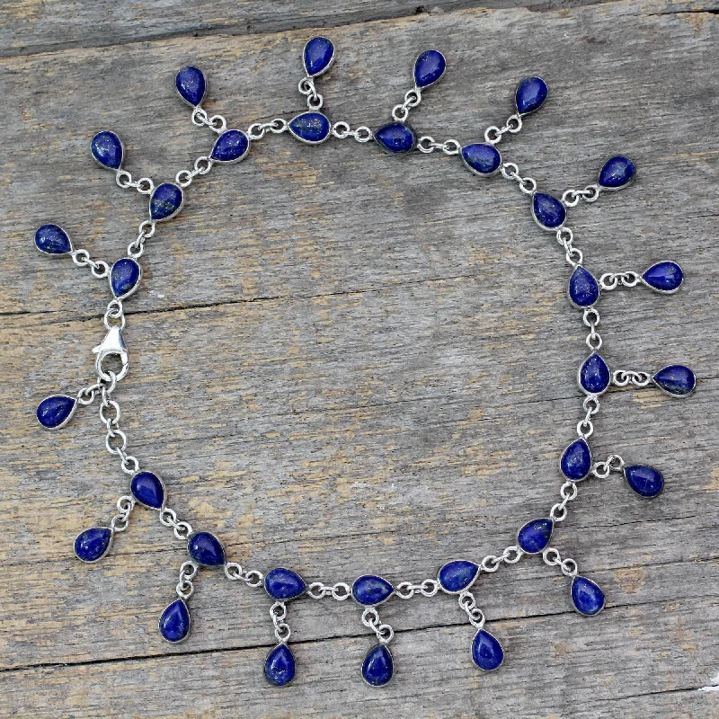 Elevate Your Jewelry Collection With Limited-Time Savings Royal Dewdrops Lapis Lazuli & Silver Anklet