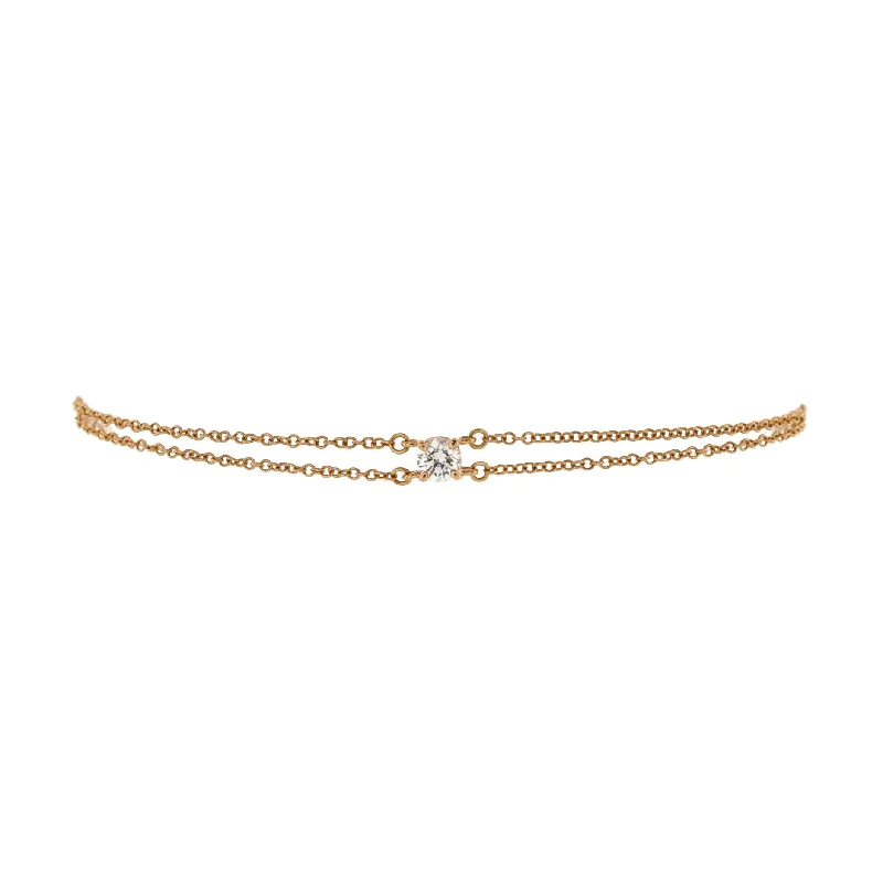 Best Jewelry Sale Prices – Limited-Time Offer Solitaire Double Chain Bracelet 18K Rose Gold and Diamond