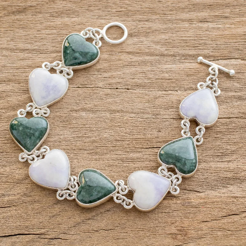 Discover Unique Jewelry With Special Limited-Time Offers Soul Mates Handcrafted Heart Shaped Sterling Silver Link Jade Bracelet