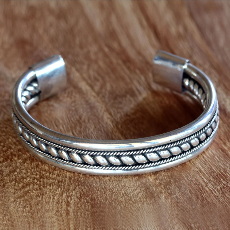 Fashion-Forward Jewelry At Incredible Prices Strength of Celuk Modern Sterling Silver Cuff Bracelet Handcrafted in Bali