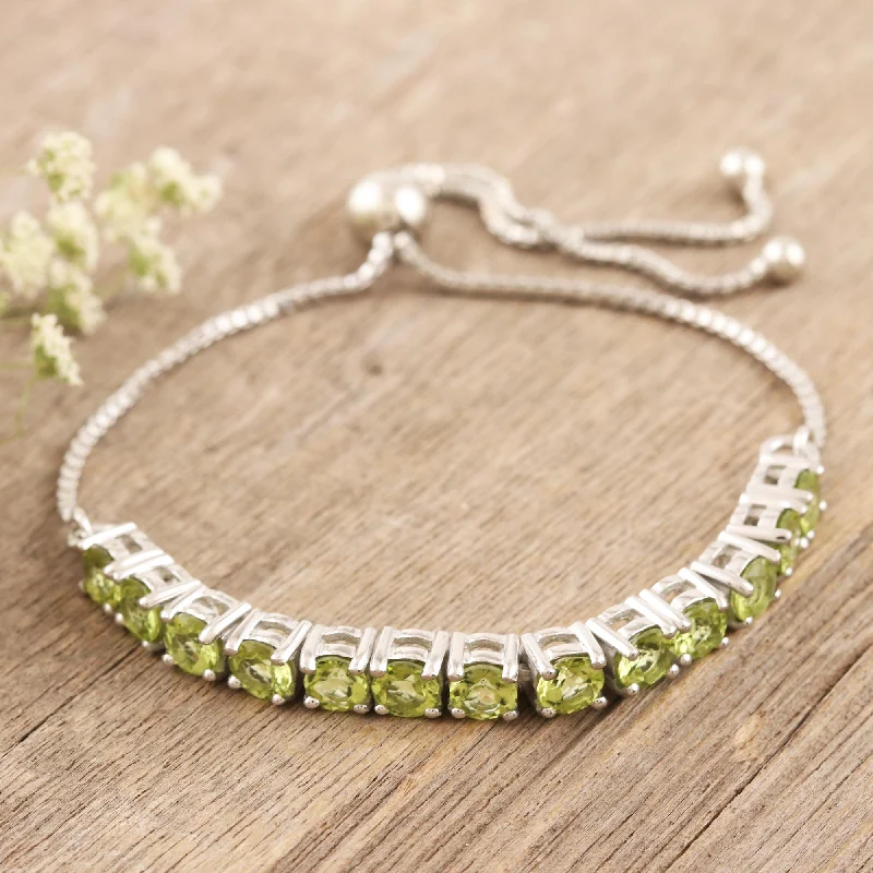 Dazzle In Elegance With Our Biggest Jewelry Sale Sunbathe in Green Rhodium-Plated Peridot Pendant Bracelet