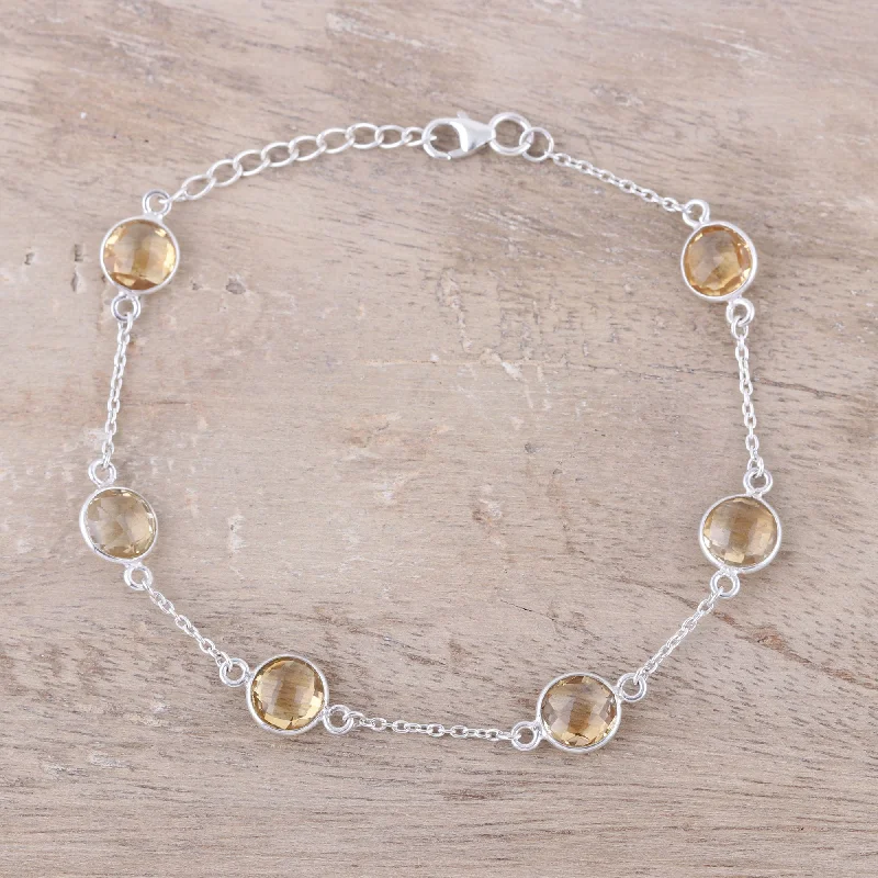 Buy More, Save More On Stunning Jewelry Designs Sunshine Drops Sterling Silver Chain and Yellow Citrine Station Bracelet