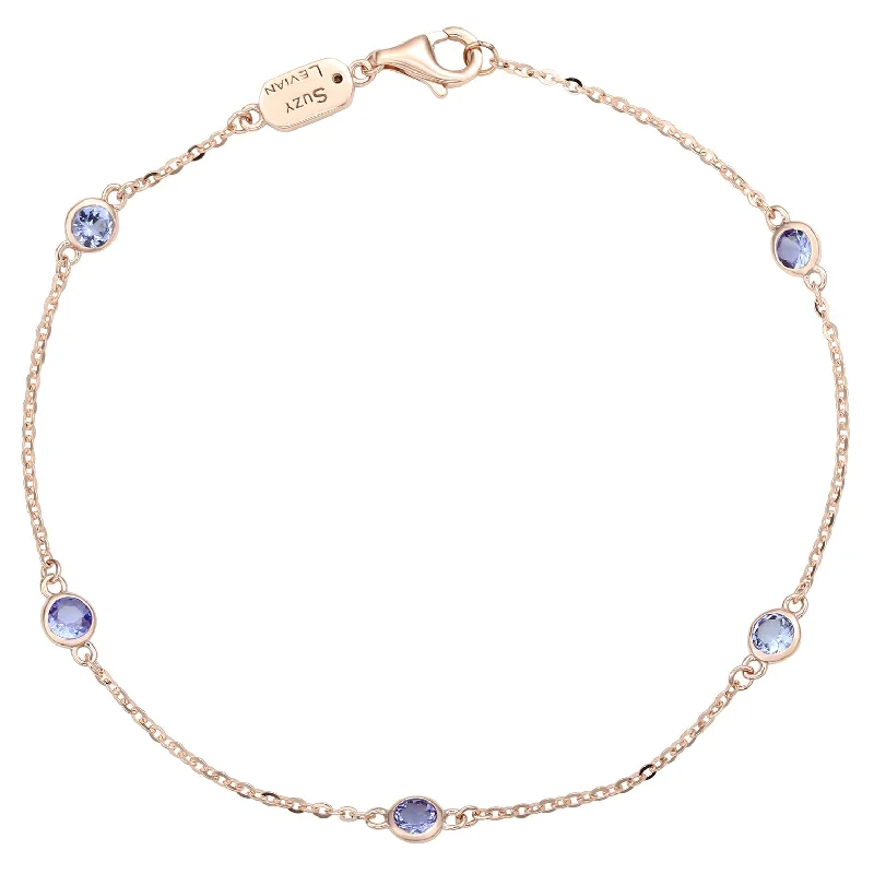 Elegant Jewelry, Exclusive Prices – Shop Now Suzy Levian 14K Rose Gold .85 CTTW Tanzanite Station Bracelet
