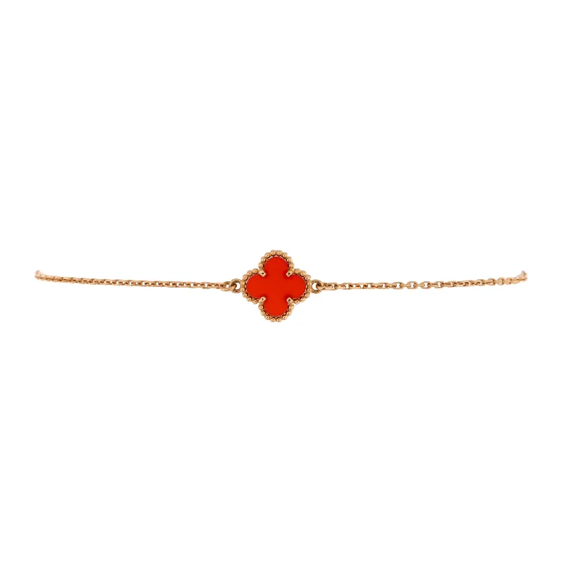 Buy More, Save More On Stunning Jewelry Pieces Sweet Alhambra Bracelet 18K Rose Gold and Carnelian