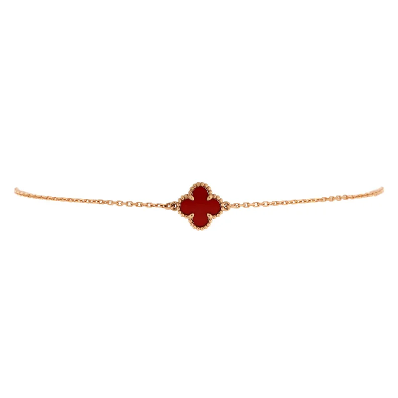 Unmissable Jewelry Clearance – Final Reductions Sweet Alhambra Bracelet 18K Rose Gold and Carnelian