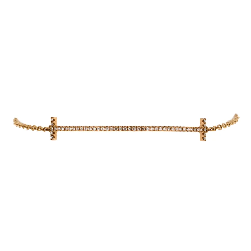 Handmade Pearl Jewelry For Timeless Elegance T Smile Chain Bracelet 18K Rose Gold with Diamonds Medium