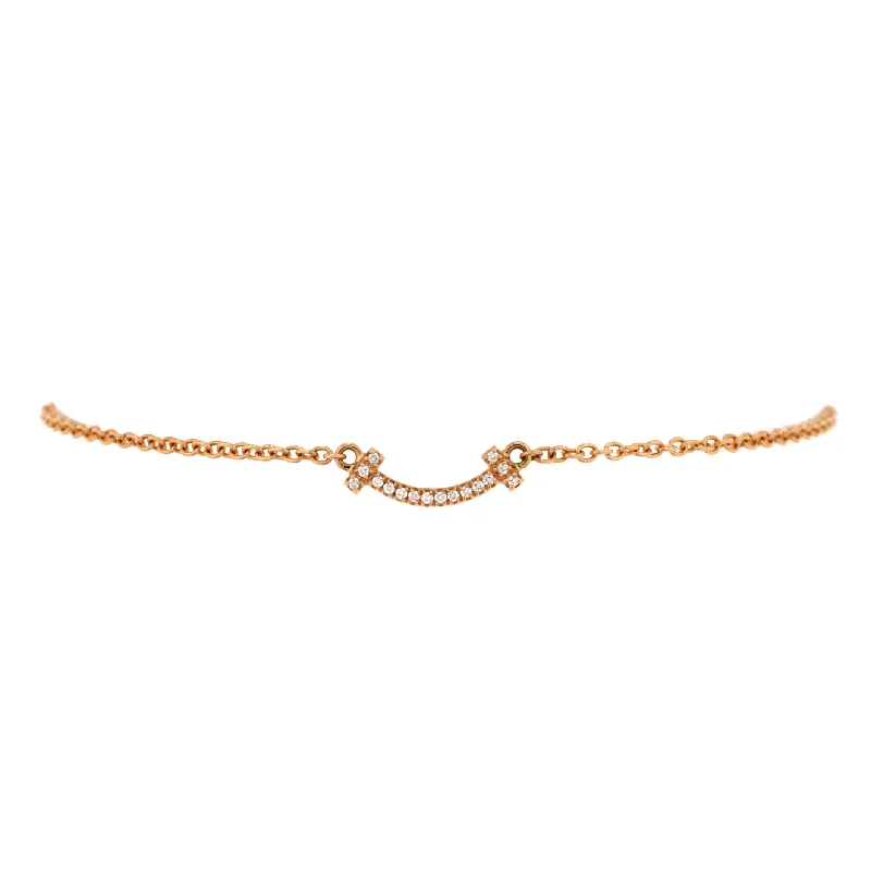 Jewelry Flash Sale – Stylish Designs At Unbeatable Rates T Smile Chain Bracelet 18K Rose Gold with Diamonds Mini