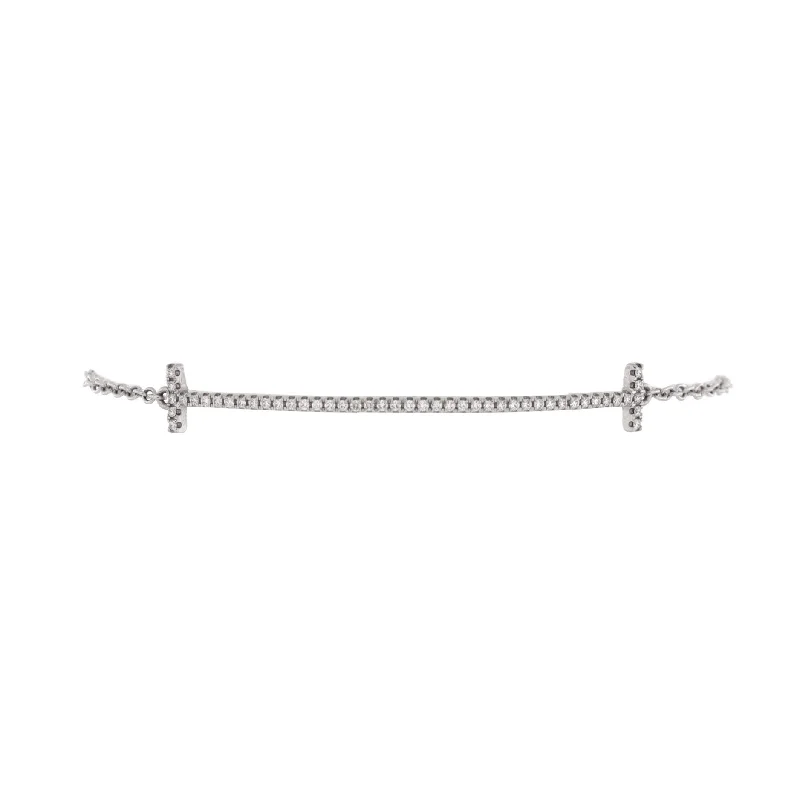 Limited-Time Offer On Premium Jewelry Collections T Smile Chain Bracelet 18K White Gold with Diamonds Medium