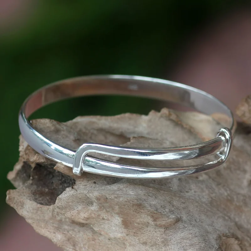 Discounted Jewelry For A Glamorous Look Tender Embrace Balinese Handcrafted Sterling Silver Bangle Bracelet