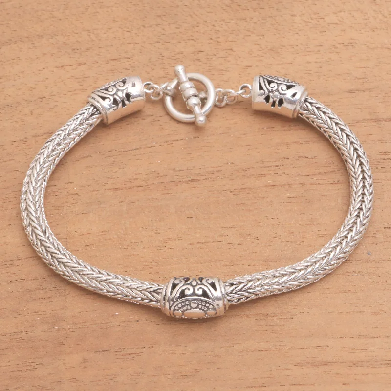 Shop Modern Jewelry Collections With Exclusive Discounts Three Siblings Artisan Crafted Sterling Silver Pendant Bracelet from Bali