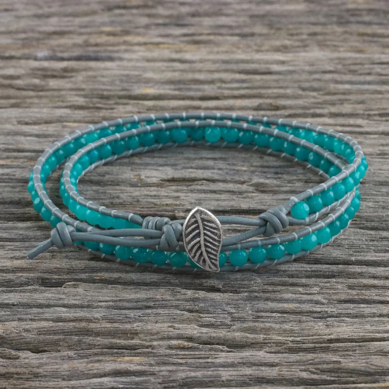 Elegant Necklaces And Bracelets At Limited-Time Offers Window Glass Aqua Blue Quartz and Karen Silver Beaded Wrap Bracelet