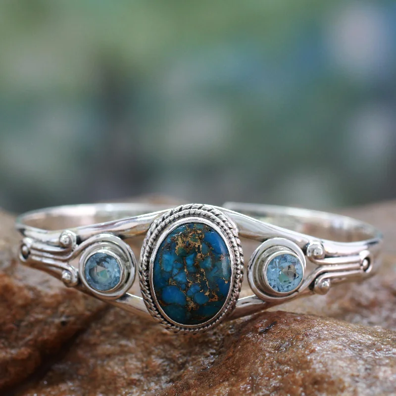 Get The Best Deals On Timeless Jewelry Pieces Blue Heavens Topaz & Turquoise Cuff Bracelet