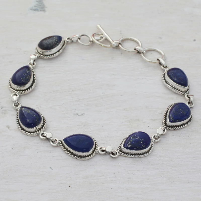 Elegant Jewelry At Unbeatable Offers – Shop Before It's Gone Caressing Rain in Blue Lapis Lazuli & Silver Link Bracelet