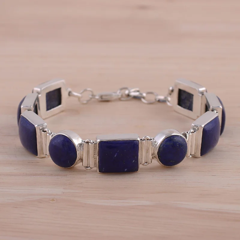 Flash Sale On Exquisite Jewelry – Don't Miss Out Connected Lapis Lazuli & Sterling Silver Link Bracelet