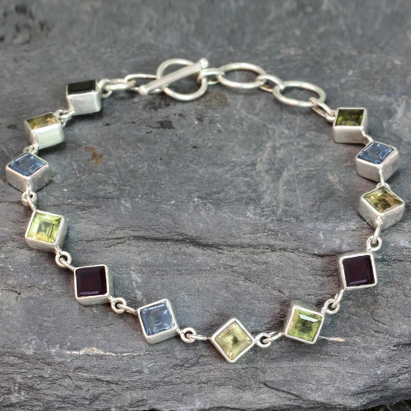 Premium Jewelry At Special Low Prices For A Limited Time Delicate Gaze Blue Topaz & Silver Link Bracelet