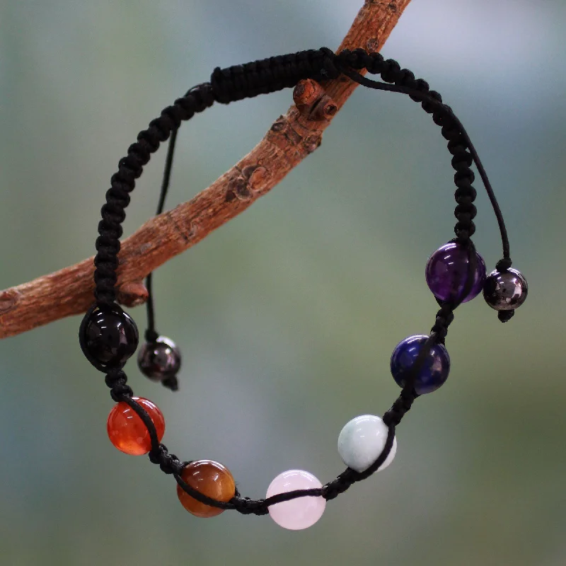 Dainty Floral Jewelry For Feminine Elegance Gemstone Chakra Adjustable Beaded Bracelet