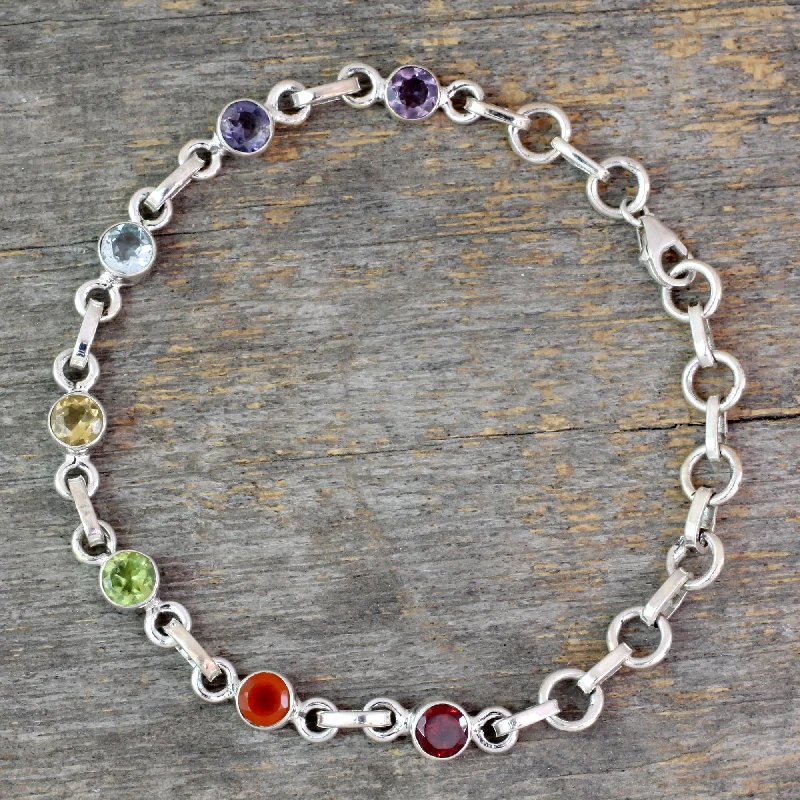 Modern Jewelry At Exclusive Discounts – Shop Today Inner Space Carnelian Multi-Gem Silver Link Bracelet