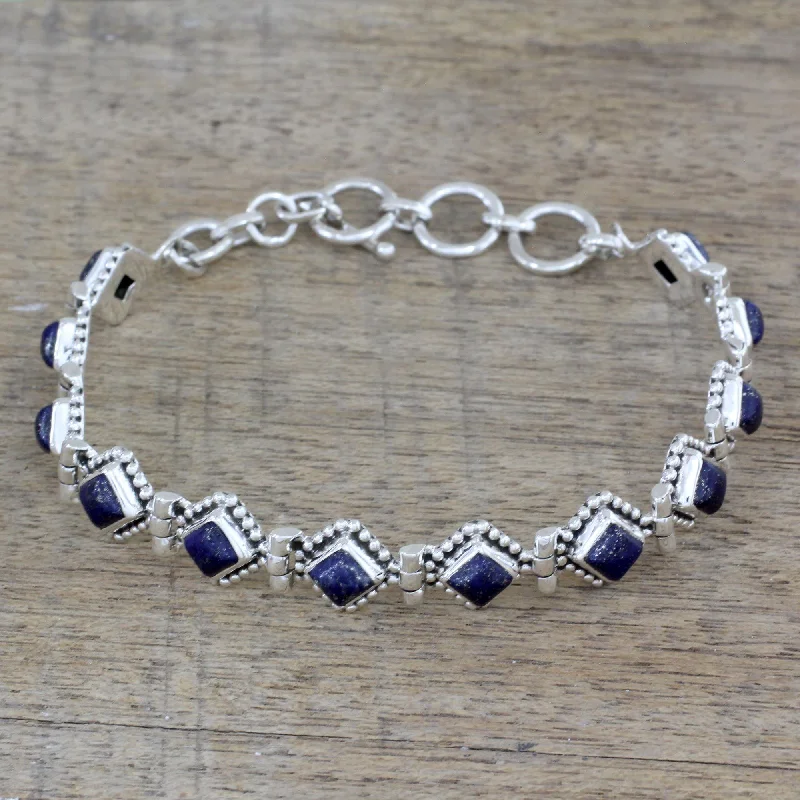 Clearance Sale On High-End Jewelry Collections Lapis Lazuli & Sterling Silver Tennis Bracelet