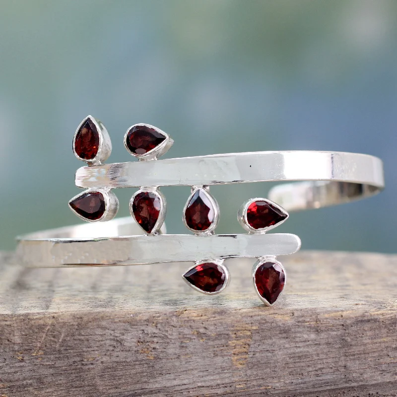 Buy More, Save More On Stunning Jewelry Designs Red Forest Fern Garnet & Silver Cuff Bracelet